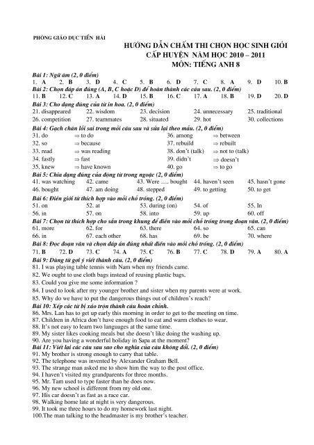 Tuyển tập 353 đề thi học sinh giỏi môn Tiếng Anh lớp 6,7,8,9,10,11,12 (có đáp án)