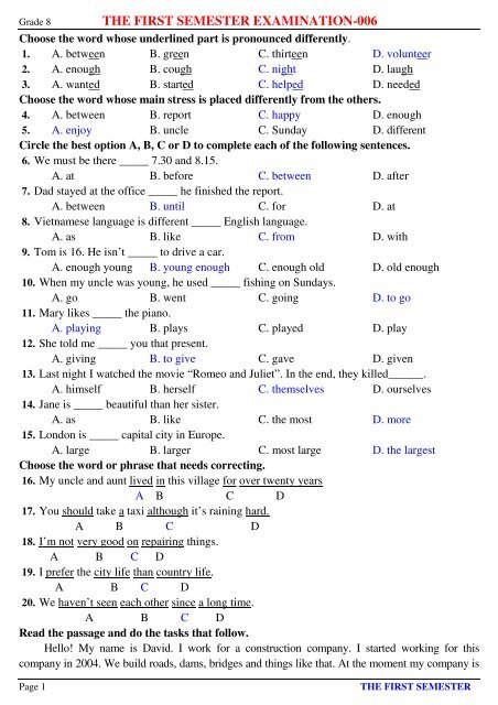 Tuyển tập 353 đề thi học sinh giỏi môn Tiếng Anh lớp 6,7,8,9,10,11,12 (có đáp án)