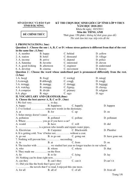 Tuyển tập 353 đề thi học sinh giỏi môn Tiếng Anh lớp 6,7,8,9,10,11,12 (có đáp án)