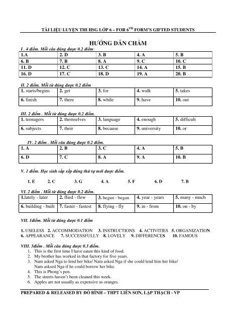 Tuyển tập 353 đề thi học sinh giỏi môn Tiếng Anh lớp 6,7,8,9,10,11,12 (có đáp án)