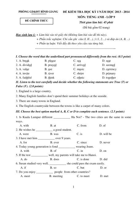 Tuyển tập 353 đề thi học sinh giỏi môn Tiếng Anh lớp 6,7,8,9,10,11,12 (có đáp án)