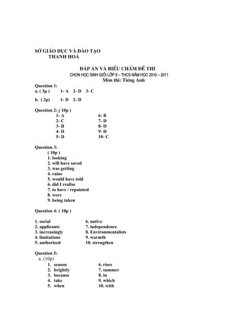 Tuyển tập 353 đề thi học sinh giỏi môn Tiếng Anh lớp 6,7,8,9,10,11,12 (có đáp án)