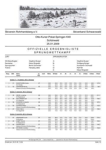 Skiverein Rohrhardsberg e.V. Skiverband Schwarzwald Otto-Kuner ...