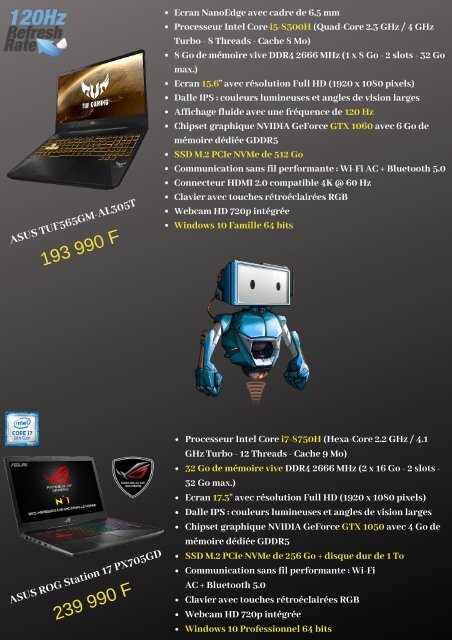 Processeur Intel Core i5-8265U (Quad-Core 1.6 GHz _ 3.9 GHz Turbo - Cache 6 Mo) 8 Go de mémoire DDR4 (2 slots - maximum 16 Go) Ecran de 15.6 pouces anti-reflets avec résolution Full HD (1920 x 1080) Dalle _Wid (6)