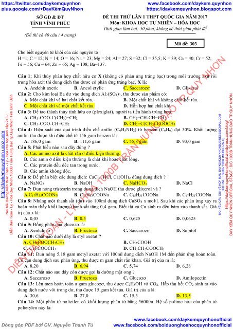 Bộ 199 đề thi thử môn hóa các tỉnh năm 2017 có hướng dẫn giải chi tiết (phần 1, đề 1-30)