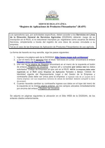 “Registro de Aplicaciones de Productos Fitosanitarios” (RAPF)