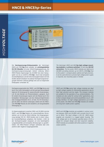 high voltage - HEINZINGER ELECTRONIC
