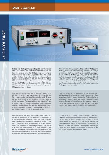 HIGH VOLTAGE PNC-Series - HEINZINGER ELECTRONIC