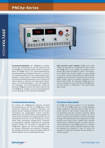 HIGH VOLTAGE PNChp-Series - HEINZINGER ELECTRONIC