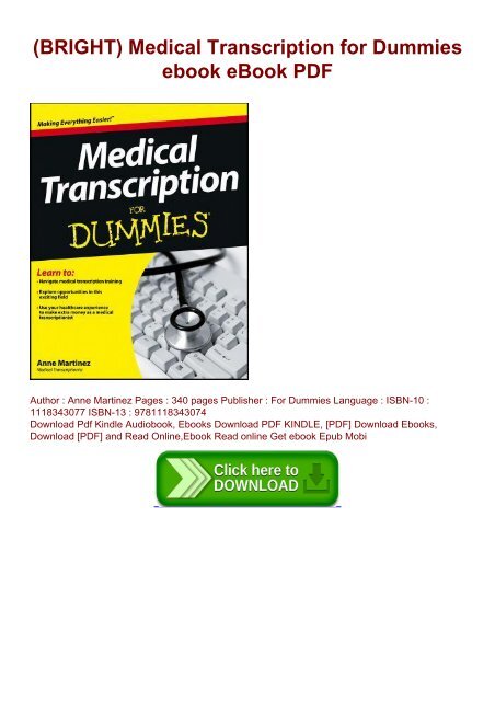 (BRIGHT) Medical Transcription for Dummies ebook eBook PDF