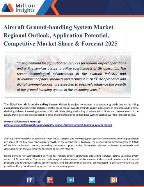 Aircraft Ground-handling System Market Growth Challenges, Key Vendors, Drivers, Technical Analysis and Trends by Forecast to 2025