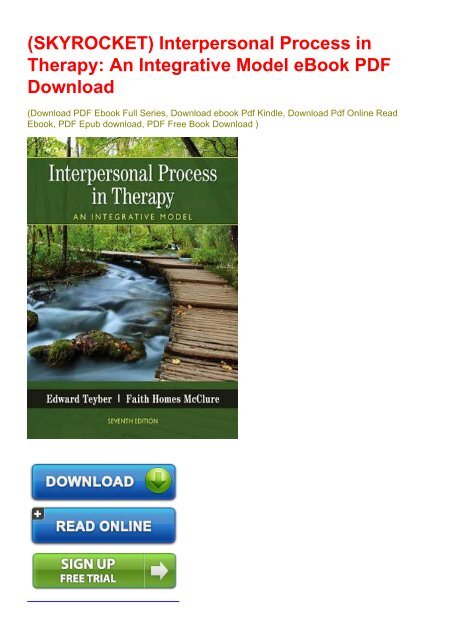 (SKYROCKET) Interpersonal Process in Therapy: An Integrative Model eBook PDF Download