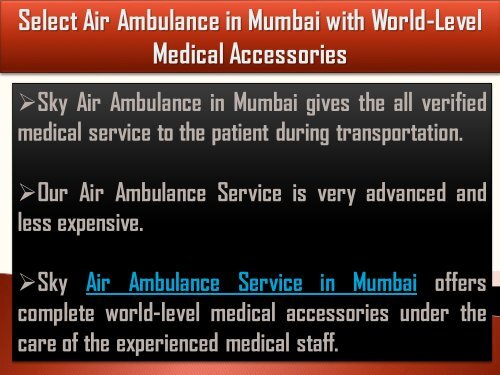 Choose Air Ambulance Services in Mumbai with Evolved Medical Aid