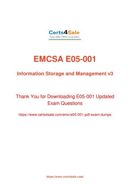 E05-001 Exam Dumps - EMC Storage Management Exam Questions PDF