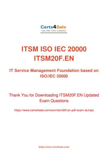 ITSM20F.EN Exam Dumps - Exin IT Services Managment Exam Questions PDF