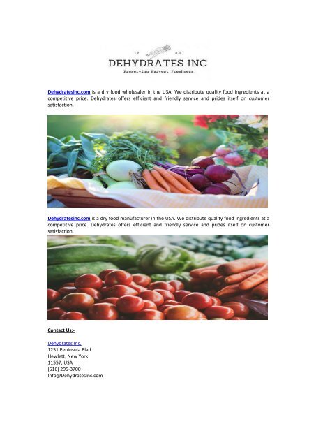 Bulk Dry Foods Wholesale | Dehydratesinc.com