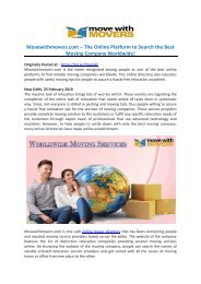 Movewithmovers.com – The Online Platform to Search the Best Moving Company Worldwide!