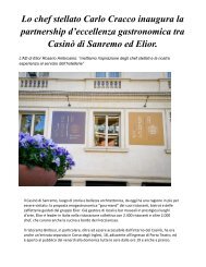 Elior Casinò Sanremo al via ad una partnership d’eccellenza gastronomica