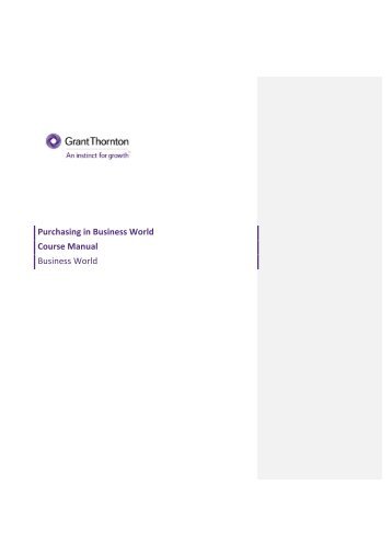 Grant Thornton Purchasing Course Manual