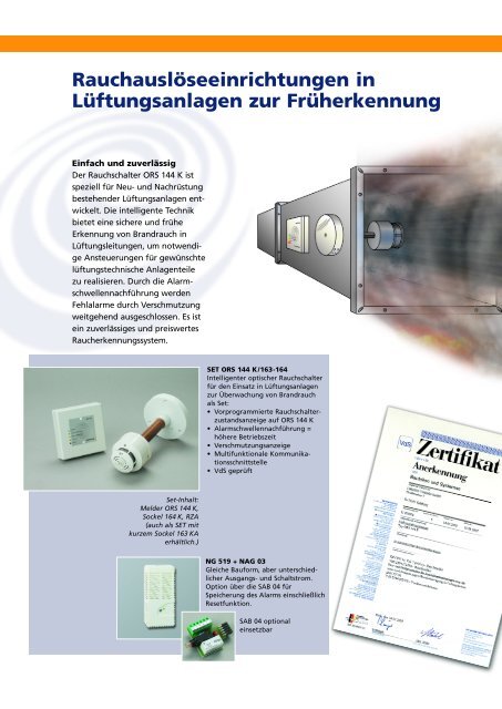 Rauchfrüherkennung in Lüftungsanlagen - Hekatron