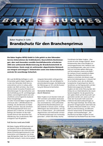 Brandschutz für den Branchenprimus Baker Hughes (254 ... - Hekatron