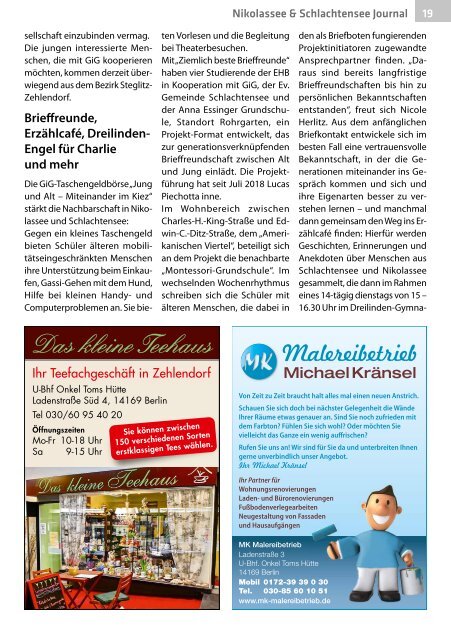 Nikolassee & Schlachtensee Journal Apr/Mai 2019