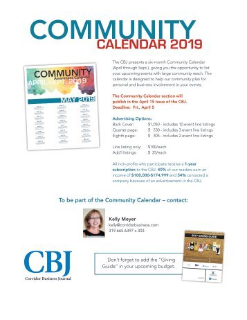 Community Calendar 2019 Kelly