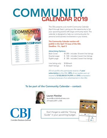 Community Calendar 2019 Lauren