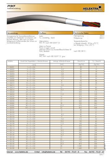 JY(St)Y - Kabel und Leitungen