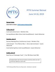 PFTG Summer Retreat 2019 Informational