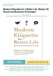 PDF Modern Etiquette for a Better Life: Master All Social and Business Exchanges by Diane Gottsman Full ONLINE