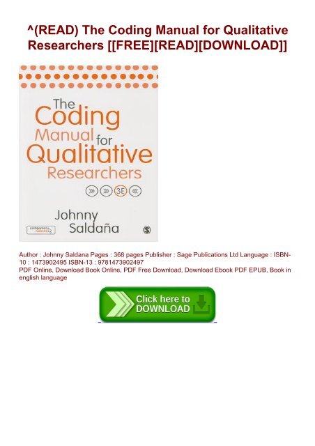 the coding manual for qualitative researchers pdf
