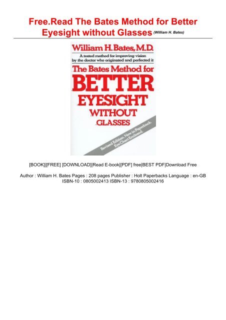 Bates method for better eyesight without glasses pdf ...
