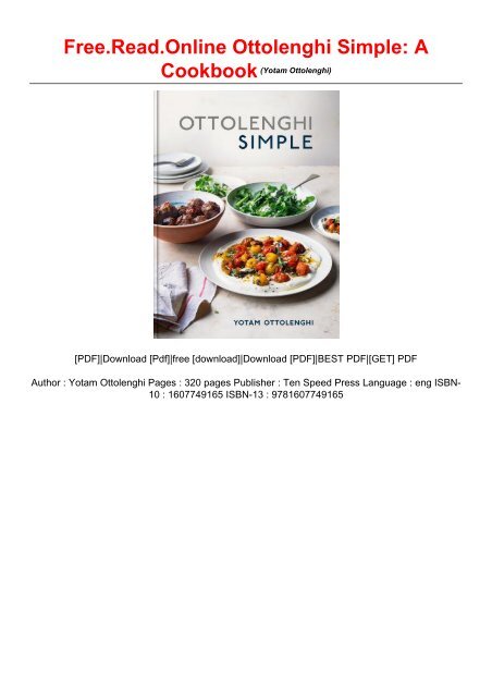 Free.Read.Online Ottolenghi Simple: A Cookbook