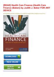 [READ] Health Care Finance (Health Care Finance (Baker)) by Judith J. Baker FOR ANY DEVICE