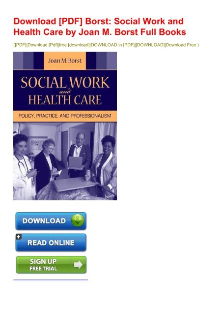 Download [PDF] Borst: Social Work and Health Care by Joan M. Borst Full Books