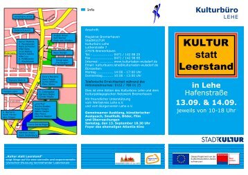 in Lehe 13.09. & 14.09. Hafenstraße - Kulturladen Wulsdorf