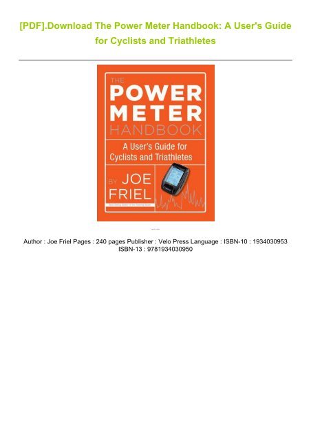 datum peper in het midden van niets PDF].Download The Power Meter Handbook: A User's Guide for Cyclists and  Triathletes