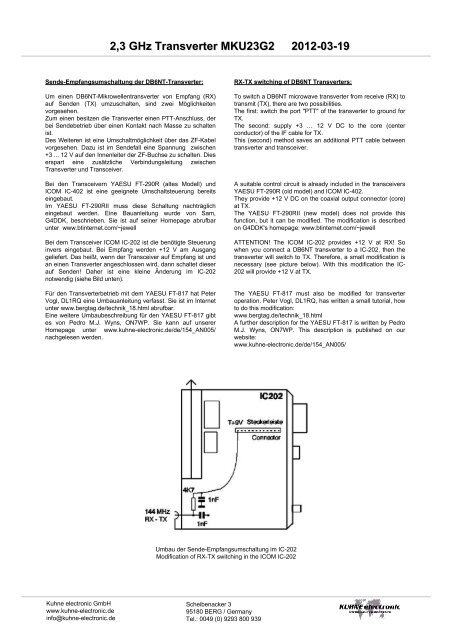 2,3 GHz Transverter MKU23G2 - Kuhne electronic