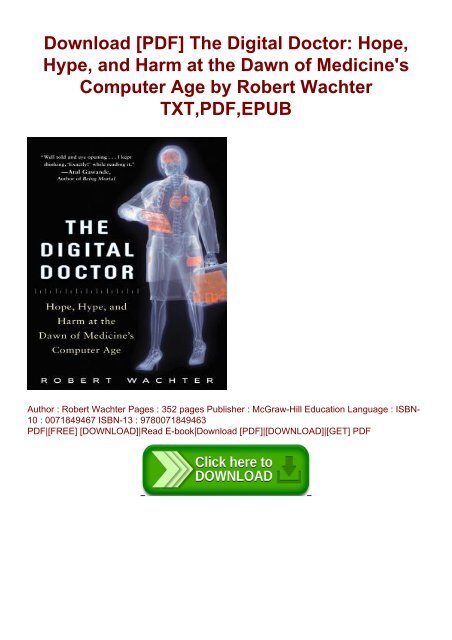 Download Pdf The Digital Doctor Hope Hype And Harm At The