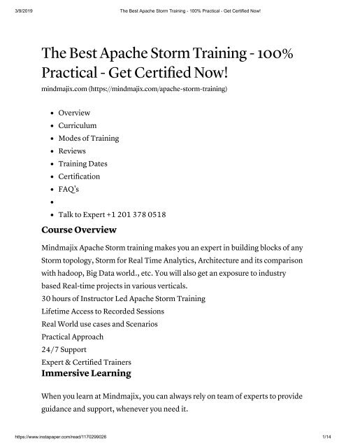 The Best Apache Storm Training - 100% Practical - Get Certified Now!