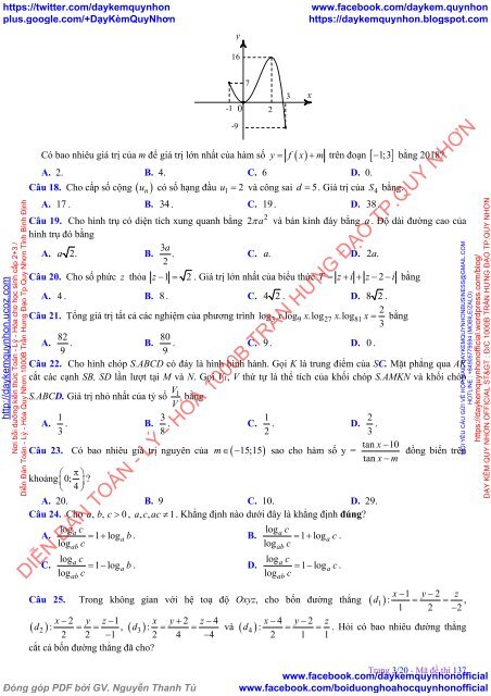 Bộ đề thi thử THPTQG 2019 - Môn Toán, Sinh, Hóa - Cả nước - Có lời giải chi tiết (Lần 10) ( 21 đề ngày 19.03.2019 )