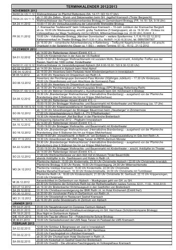 Veranstaltungskalender für das ganze Jahr - Brixlegg