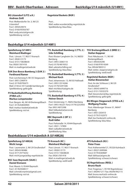 Saisonheft 2010/11 (PDF) - Bezirk Oberfranken - BBV