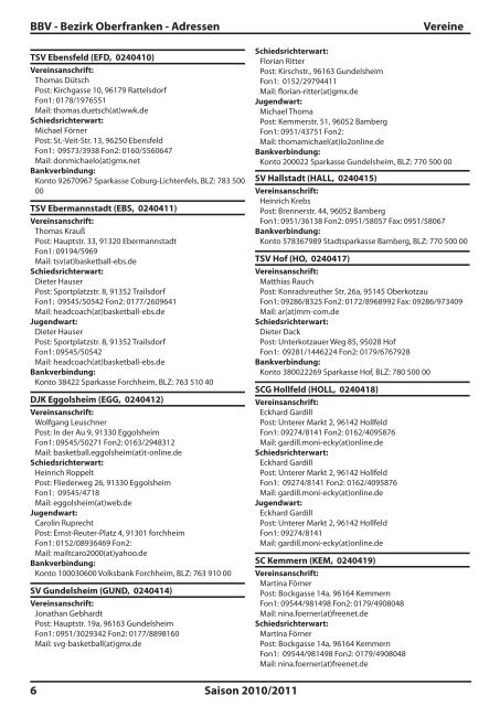 Saisonheft 2010/11 (PDF) - Bezirk Oberfranken - BBV