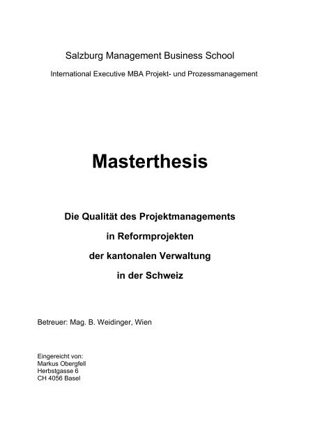Masterthesis Die Qualität Des Projektmanagements In - 