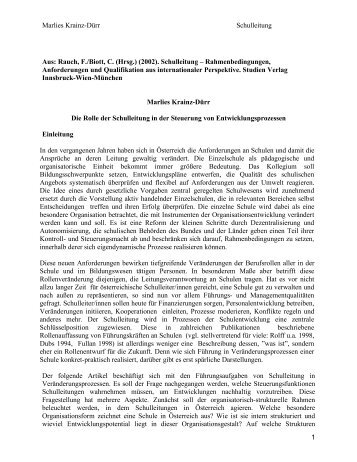 Marlies Krainz-Dürr Schulleitung 1 Aus: Rauch, F./Biott, C. (Hrsg ...