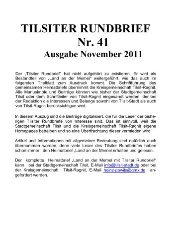 TILSITER RUNDBRIEF 41 - Stadtgemeinschaft Tilsit eV