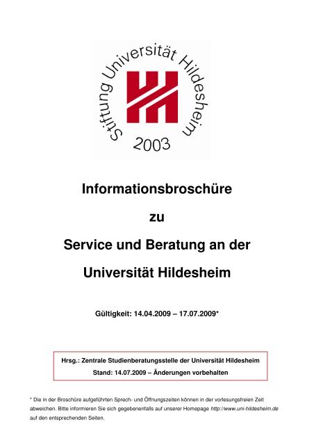 Broschüre zu Service und Beratung - Universität - Universität ...