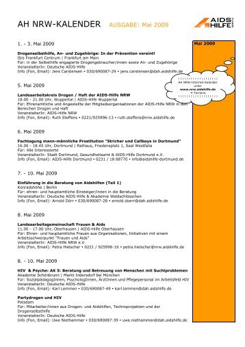 AH NRW-KALENDER AUSGABE: Mai 2009 - AIDS-Hilfe NRW eV